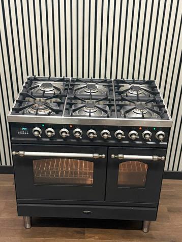 Luxe Boretti 6 pits antraciet met dubbele oven 90 cm beschikbaar voor biedingen