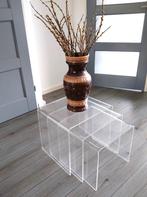 Retro vintage mimiset nesting tables plexiglas / acryl, Huis en Inrichting, Tafels | Bijzettafels, 45 tot 60 cm, Gebruikt, Ophalen of Verzenden
