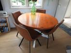 eettafel rond/ovaal met 4 heerlijke stoelen, Ophalen, Bruin, Zo goed als nieuw, Vier