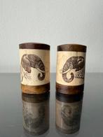 Vintage peper en zout stelletje Afrikaans been olifant, Antiek en Kunst, Ophalen of Verzenden