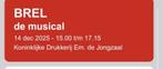 Brel Musical. 2 “Gouden rang” stoelen, Breda zo 14 dec., Tickets en Kaartjes, Twee personen, December