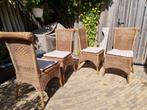 4 rotan eettafel stoelen., Huis en Inrichting, Stoelen, Ophalen, Gebruikt, Bruin, Riet of Rotan