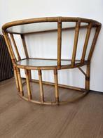 Vintage Sidetable Rotan, Huis en Inrichting, Tafels | Sidetables, Gebruikt, 50 tot 100 cm, Glas, Vintage