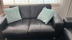 Twee zwarte leren banken - 150cm & 190cm, Ophalen, Gebruikt, 150 tot 200 cm, Tweepersoons
