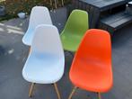 Vier mooie eetkamer stoelen - wit, groen, oranje, Ophalen, Gebruikt, Overige kleuren, Vier