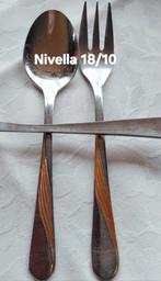 Solingen Nivelle 18/10 vork lepeltjes gouden versieringen, Ophalen of Verzenden, Rvs of Chroom