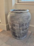 Oude terracotta kruik/pot, grijszwart, 48 cm hoog, landelijk, Ophalen