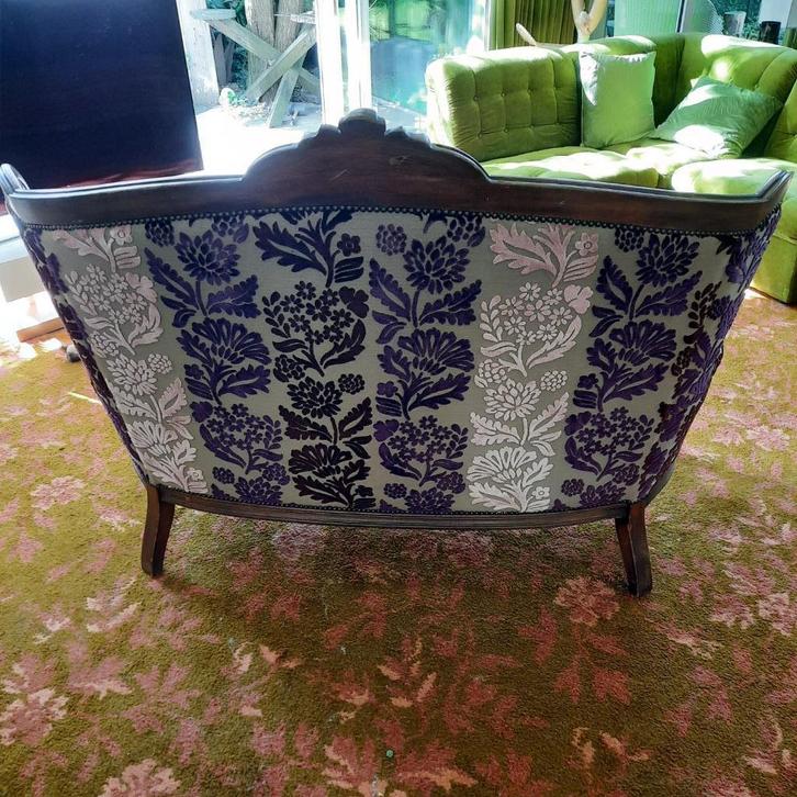 vintage barok brocante bank  bekleding rose paars d.paars, Huis en Inrichting, Banken | Bankstellen, Gebruikt, 75 tot 100 cm, Ophalen
