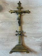 Antiek Bronzen Crucifix met Schedel, Ophalen of Verzenden