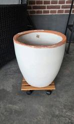 grote witte stenen pot bloempot plantenpot, Tuin en Terras, Bloempotten, Ophalen, Gebruikt, Rond, Steen