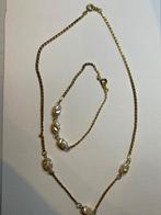 Set van ketting en armband, goudkleurig, zoetwater parels, Ophalen, Zo goed als nieuw, Goud, Overige materialen