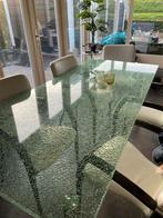 Glazen tafel met gebarsten glas look, 200x90cm, Ophalen, 200 cm of meer, 50 tot 100 cm, Vijf personen of meer