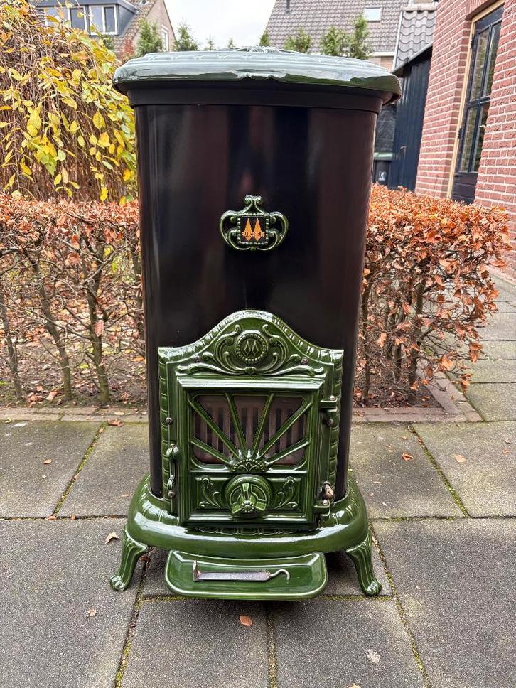 Prachtige ovale Franco Belge gietijzeren houtkachel/kolen, Huis en Inrichting, Kachels, Zo goed als nieuw, Vrijstaand, Allesbrander