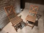 wooden balcony set: a table and 2 chairs, Gebruikt, Twee, Bruin, Ophalen of Verzenden