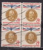 Amerika USA 1961 Mahatma Gandhi in blok van 4 2, Ophalen of Verzenden, Gestempeld, Noord-Amerika