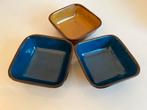 Vintage 3 Gabriel Zweden Keramiek schaaltjes Oker Blauw 70’s, Antiek en Kunst, Antiek | Servies los, Ophalen of Verzenden