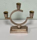 Antieke Just Andersen tin tinnen driedelige kandelaar diearm, Antiek en Kunst, Antiek | Kandelaars, Ophalen of Verzenden, Overige materialen