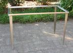 Bijzettafeltje -metaal met glasplaat, Minder dan 55 cm, Gebruikt, Metaal of Aluminium, Rechthoekig