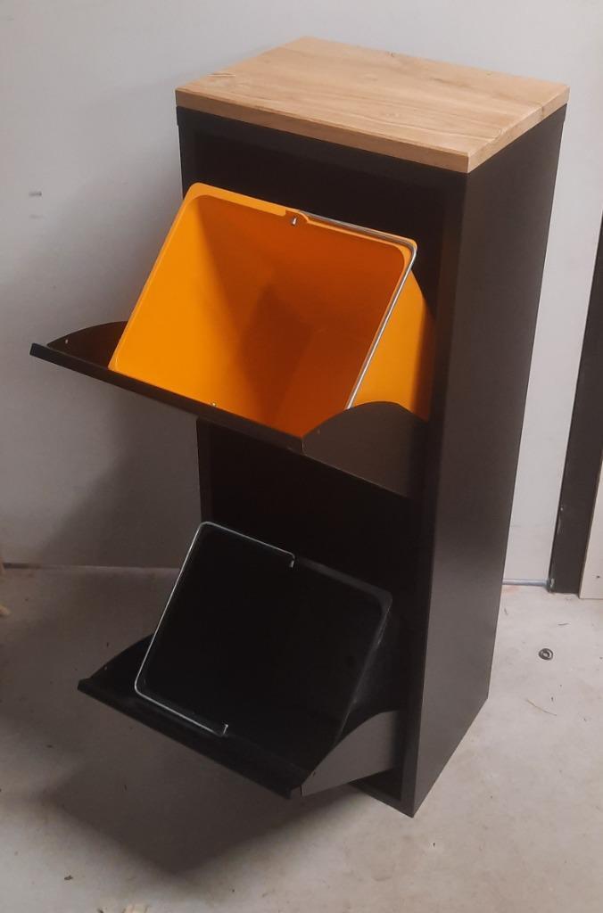 Afvalbak klein 2 emmers en massief eiken paneel - totaal 32L, Huis en Inrichting, Keuken | Keukenbenodigdheden, Nieuw, Ophalen of Verzenden