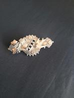 Victoriaanse Vintage Broche met Vogel en Bloemen, 4 tot 7 cm, Gebruikt, Ophalen of Verzenden, Zilver