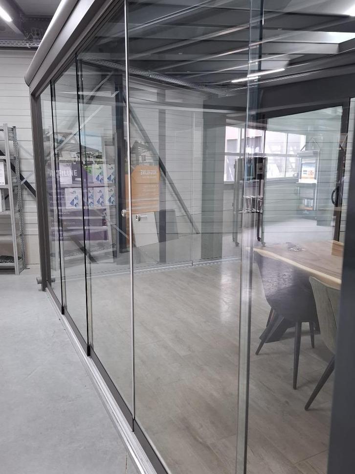 Glasschuifwand 576x220cm showroommodel, Doe-het-zelf en Verbouw, Glas en Ramen, Zo goed als nieuw, Glasplaat, 160 cm of meer, 160 cm of meer