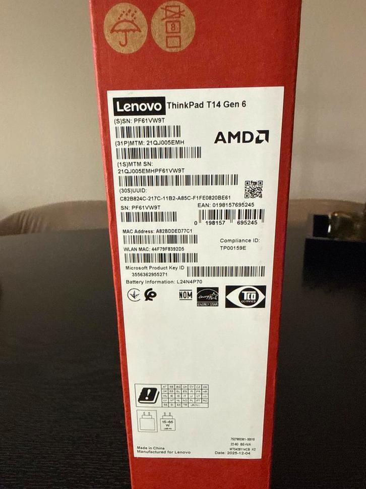 Lenovo ThinkPad T14 Gen 6 - Krachtige Laptop, Computers en Software, Windows Laptops, Nieuw, 14 inch, SSD, 2 tot 3 Ghz, 8 GB, Qwerty