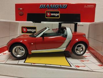 Smart Roadster incl rood Bburago metal 1:18 KRD beschikbaar voor biedingen