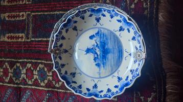 Delf blauw bonbon schaaltje met zilveren hengsel beschikbaar voor biedingen