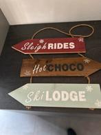 3 sets van 3 Houten Decoratie Bordjes Après Ski, Ophalen of Verzenden, Zo goed als nieuw, Versiering