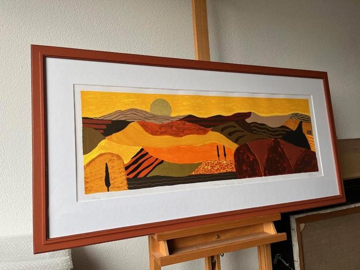 Ronald Boonacker, ingelijste zeefdruk Terra di Toscana, Antiek en Kunst, Kunst | Litho's en Zeefdrukken, Ophalen