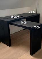 Zwart houten bureau met uitschuifbaar werkblad, Ophalen, Zo goed als nieuw