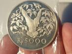 Indonesië, 5000 rupiah, 1974, 35 gr .925 zilver proof (5), Ophalen of Verzenden, Zilver