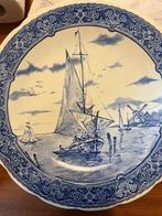 Swiebel delfsblauw bordje  met boot, Ophalen of Verzenden