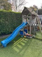 Houten Speelhuis met Glijbaan - 290cm hoog, Kinderen en Baby's, Speelgoed | Buiten | Speeltoestellen, Ophalen of Verzenden, Gebruikt