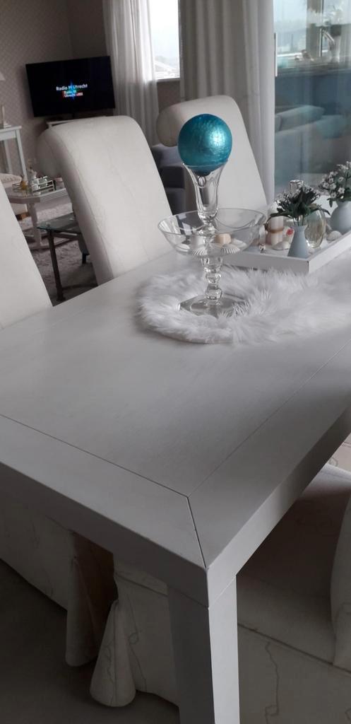 Witte eethoek met tafel en 6 stoelen, Huis en Inrichting, Tafels | Eettafels, Ophalen