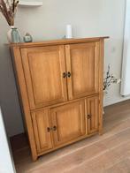 Eikenhouten TV/Computer Kast met Uitschuifblad, Ophalen, Gebruikt, 100 tot 150 cm, Eikenhout