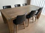 Eettafel met stoelen, Huis en Inrichting, Tafels | Eettafels, Ophalen, Gebruikt, Eikenhout, 200 cm of meer