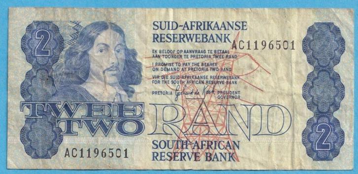(KC42) Zuid-Afrika 2 rand, Postzegels en Munten, Bankbiljetten | Afrika, Los biljet, Zuid-Afrika, Verzenden
