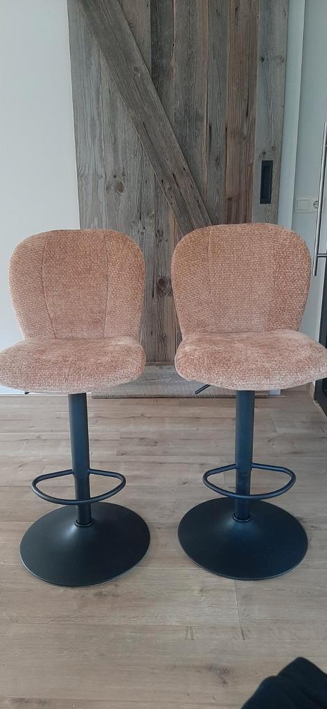 Set van 2 barkrukken, Huis en Inrichting, Barkrukken, Zo goed als nieuw, 60 tot 90 cm, Metaal, 2 krukken, In hoogte verstelbaar