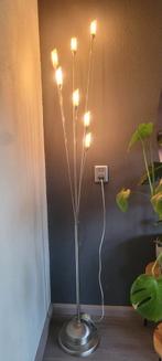 RVS Vloerlamp met 7 matglazen kelken (G4) en voetschakelaar, Ophalen, 150 tot 200 cm
