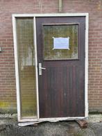 Massief hardhouten deur met glas, Ophalen, Gebruikt, 80 tot 100 cm, Buitendeur