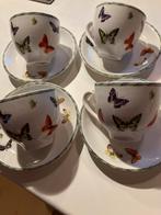 JBS Vlinders Kop en Schotel Set (4 stuks), Ophalen, Zo goed als nieuw, Overige stijlen, Kop(pen) en/of Schotel(s)