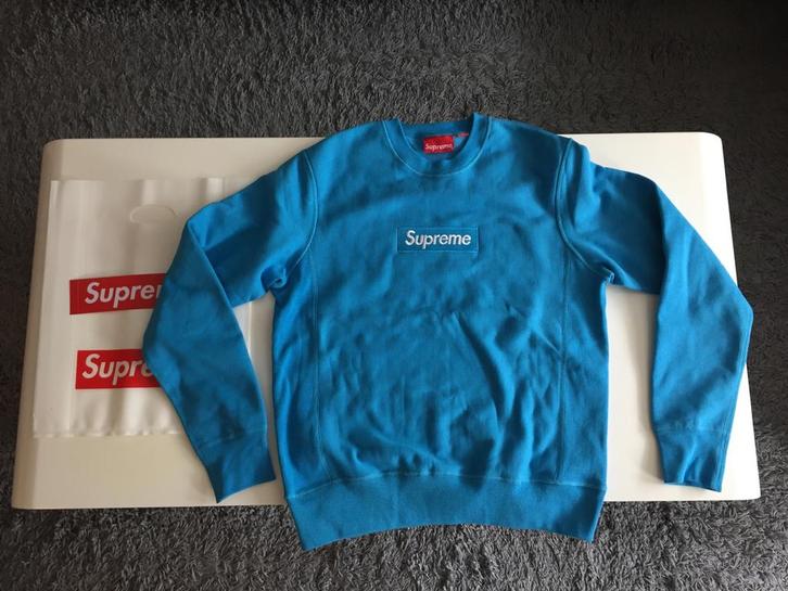 Blauwe Supreme box logo crewneck 18FW size M medium trui, Kleding | Heren, Truien en Vesten, Nieuw, Ophalen of Verzenden