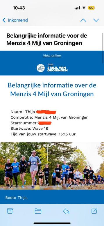 Startnummer 4 Mijl van Groningen (te koop) beschikbaar voor biedingen