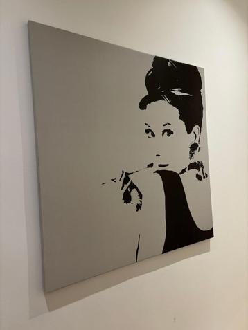 Audrey Hepburn Painting on Canvas 90 x 90 cm beschikbaar voor biedingen