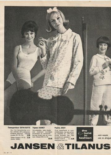 Retro reclame 1965 Jansen & Tilanus meisjes & dames pyjama's beschikbaar voor biedingen
