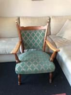 Vintage stoel groene bekleding, Ophalen, Hout, Gebruikt, Overige kleuren