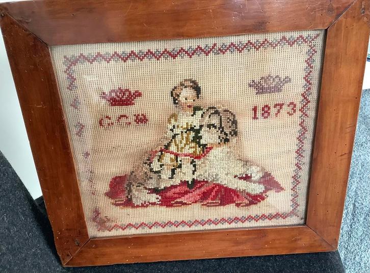 Antiek Borduurwerk uit 1873, Antiek en Kunst, Antiek | Kleden en Textiel, Ophalen of Verzenden