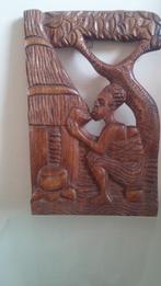 Oud houten Afrikaans paneel., Ophalen of Verzenden