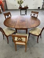 Antieke mahonie drop-leaf tafel + 5 stoelen (ook los), Antiek en Kunst, Antiek | Meubels | Tafels, Ophalen of Verzenden